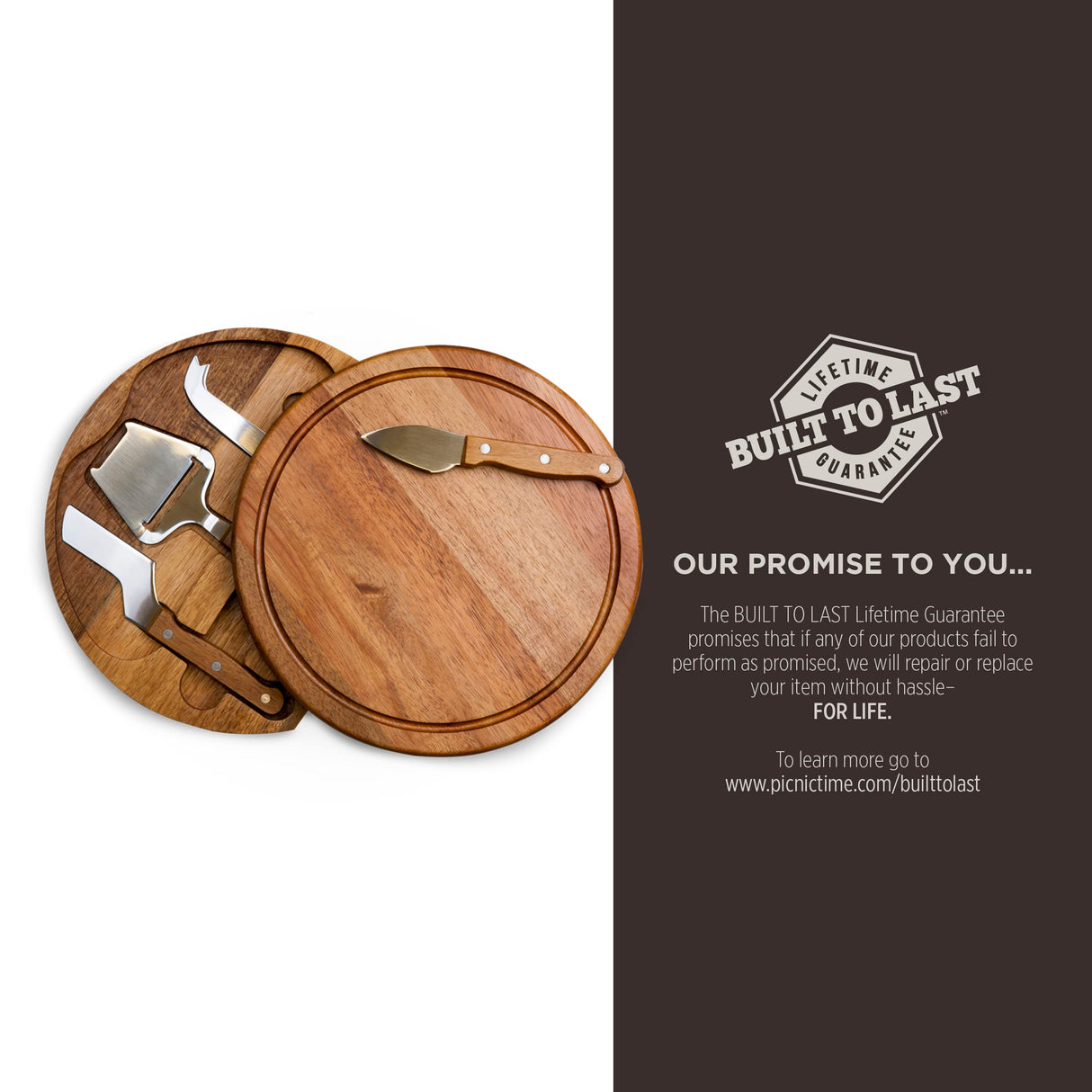 TOSCANA - a Picnic Time brand Personalized Monogram Initials Acacia Circo Cheese Cutting Board & Tools Set, 10.2 x 10.2 x 1.6, Letter M PICNIC TIME