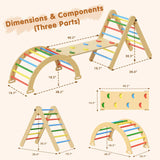 5 in 1 Pikler Triangle Set, Wooden Montessori Climbing Toys, Toddler Indoor Playground, Foldable Baby Climbing Toys, Kids Jungle Gym with Ramp, Arche Wanmwill
