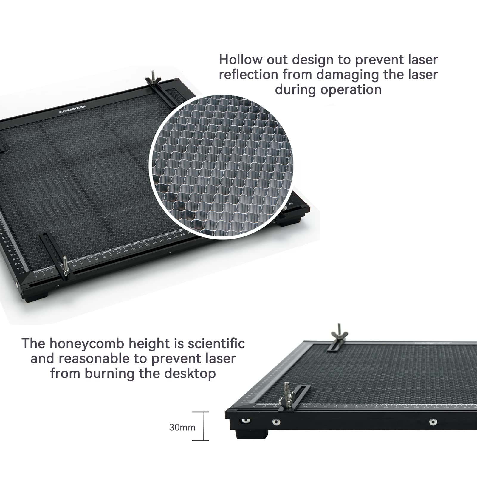 ATOMSTACK F2 Laser Honeycomb Working Table, Enlarged Honeycomb Laser Bed Panel with Fixture for CO2 and Diode Laser Engraver Cutter, - WoodArtSupply