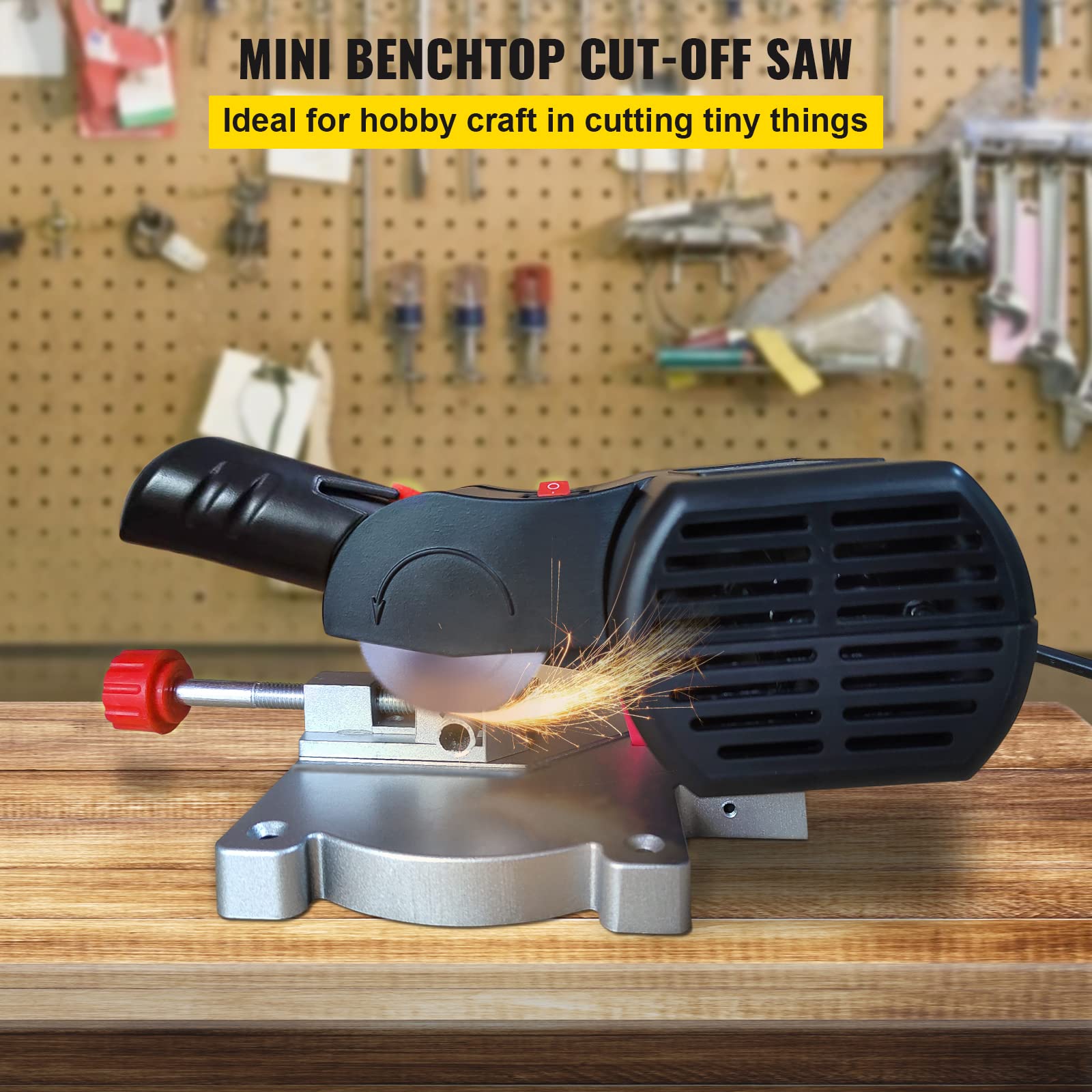 VEVOR Mini Miter Cut-off Chop Saw, Two 2-5/16" Blade of Steel and Resin with 1/2inch Cutting Depth, 0-45° Benchtop Miter Saw for Copper, Aluminum, - WoodArtSupply