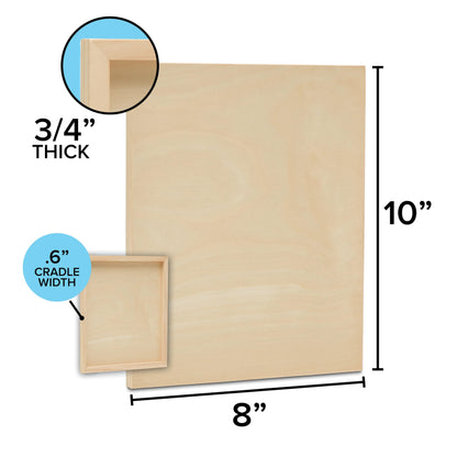 Dragon Drew Unfinished Wood Canvas Boards with 3/4” Cradle, Wood Panels for Crafting and Painting | 8”x10” | 4 Pack