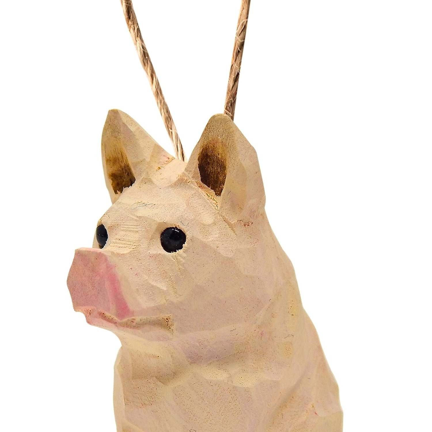 Selsela Pig Wood Ornament Hanging Barn Farm Animal Figurine Handmade Carved Decoration Selsela