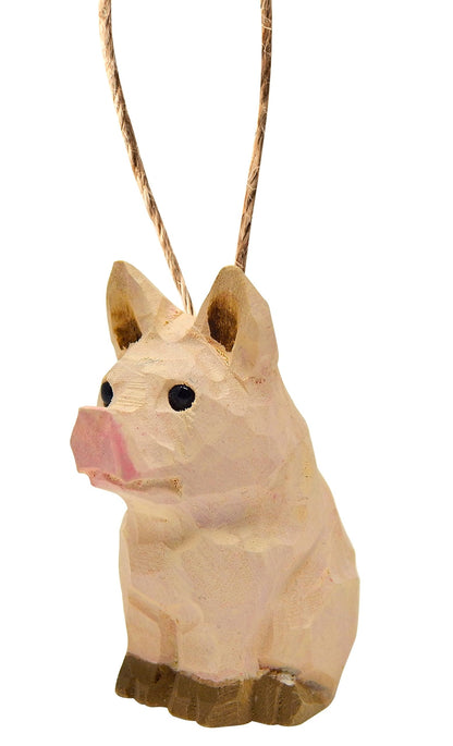 Selsela Pig Wood Ornament Hanging Barn Farm Animal Figurine Handmade Carved Decoration - WoodArtSupply