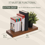 BAOBAB WORKSHOP Wood Floating Shelves 16 inch - Bathroom Shelves for Room Wall Mount - Wide Wooden Wall Shelves for Bedroom Kitchen Living Room - BAOBAB WORKSHOP