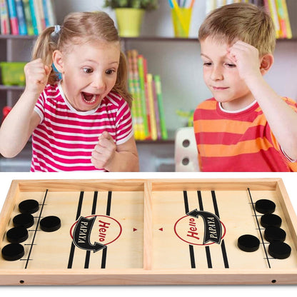 HELLO PAPAYA Fast Sling Puck Game,Wooden Hockey Game,Super Foosball Table,Desktop Battle Winner Slingshot Game,Parent-Child Interaction Family Games