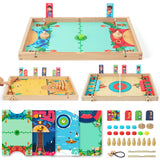 QZMTOY Large Fast Sling Puck Game Air Hocky Table Game Bowling Games -10 in 1 Family Games for Boys Girls,Teens,Adults,Wooden Hockey Board Game for QZMTOY