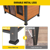 Aivituvin Large Dog House Anti-Chewing Metal Frame Design Insulated Wooden Dog Kennel with Unique Design Roof, Weatherproof Dog House for Outdoor Aivituvin