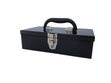 Workington Portable Carpenter Metal Tool Box with Latch, Small Parts Box, Sockets Storage Box Organizer 4002 Black Workington