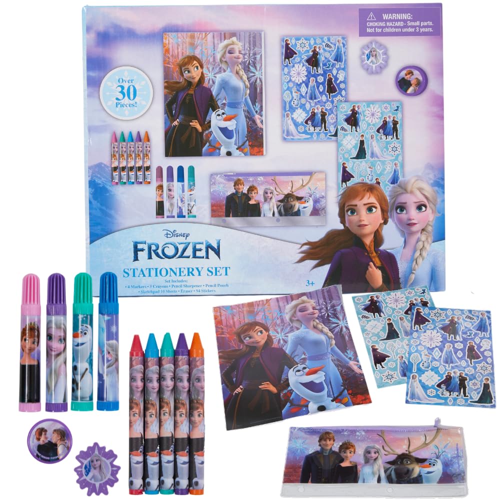 Disney Frozen Kids Coloring Art and Sticker Set, 30 Pcs. School & Craft Supplies with Pencil Case Innovative Designs