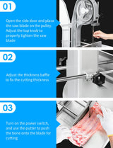 1500W Electric Bone Saw Machine, 0.8-5.9 Inch Cutting Thickness,2.6HP Frozen Meat Cutter 110V Commercial Bandsaw Machine, 20x15in Table Sawing for Rocita