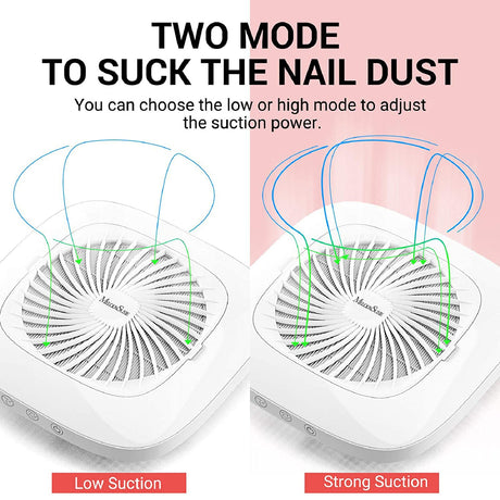 MelodySusie Nail Dust Collector with Reusable Filter, Powerful Vacuum Fan Vent Dust Collector Extractor Electric Dust Suction Machine for Acrylic Gel MelodySusie
