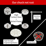 DEEFIINE 4 Inch Wood Lathe Chuck Set 1-1/4“x 8tpi Thread and 1"x8tpi Adapter, Nickel Plated Self Centering 4 Jaw Wood Turning Chuck set(5 jaws)… DEEFIINE