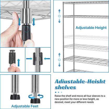 Meet perfect Adjustable Storage Shelves 6 Tier Wire Shelving Unit and Storage, 2100lbs Capacity Metal Shelving Heavy Duty Garage Shelves Storage - WoodArtSupply