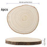 KINJOEK 6PCS 9-10 Inch Large Natural Wood Slices with Bark, Unfinished Wooden Table Coasters Circles, Blank Round Wood Ornaments Slices Bulk for KINJOEK