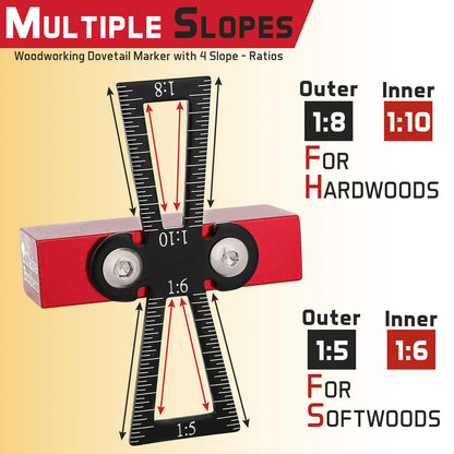 Dovetail Marker – Wood Dovetail Tool – Woodworking Hand Tool for Crafts – Precise Dovetail Guide with 1:5, 1:6, 1:8 and 1:10 Slopes – Extra-Large - WoodArtSupply