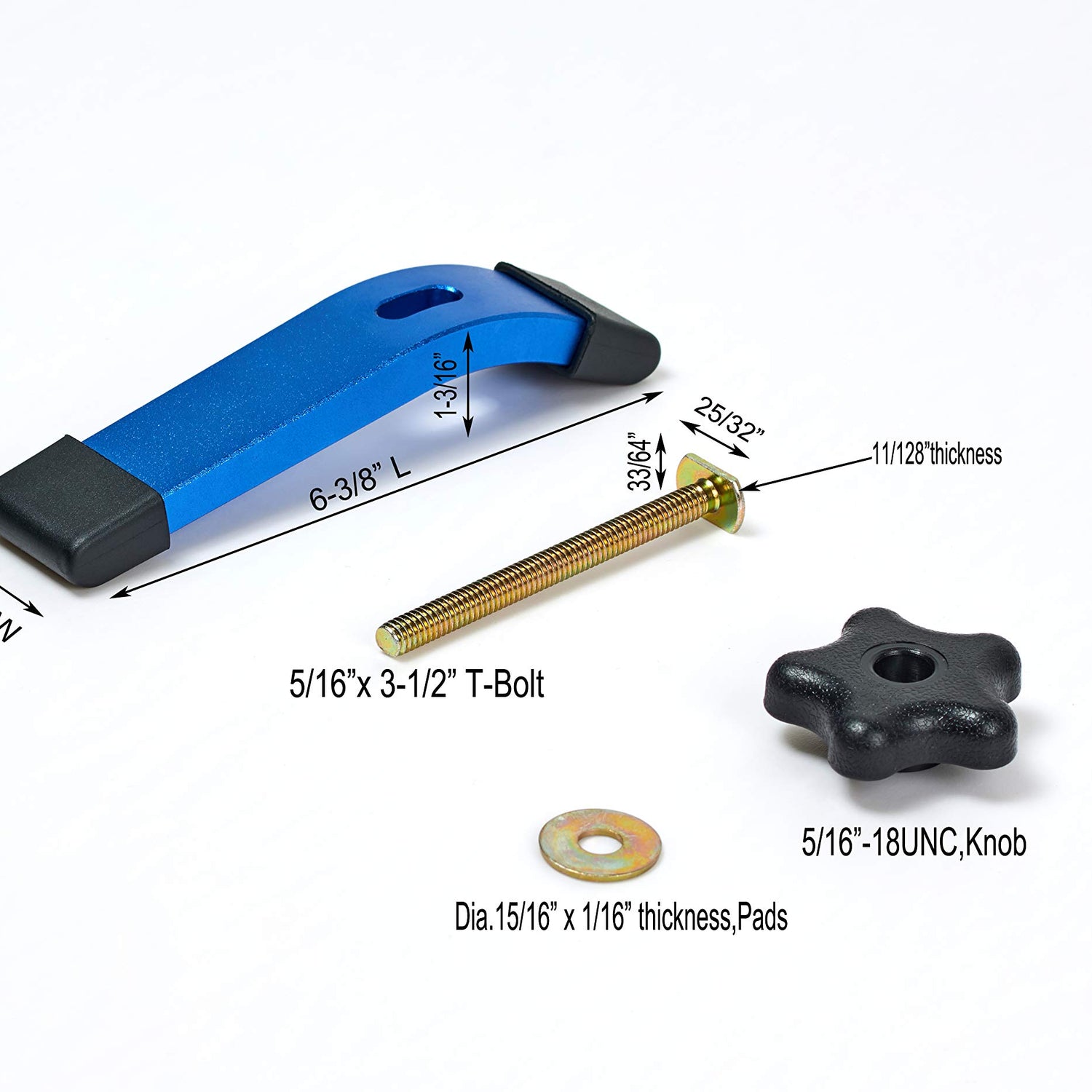 HOTTARGET Aluminum T-track Hold Down Clamps,6-3/8"L x 1-1/4"Width-Woodworking and Clamps - High Strength Aluminum Alloy 6063 - Fine Sandblast HOTTARGET