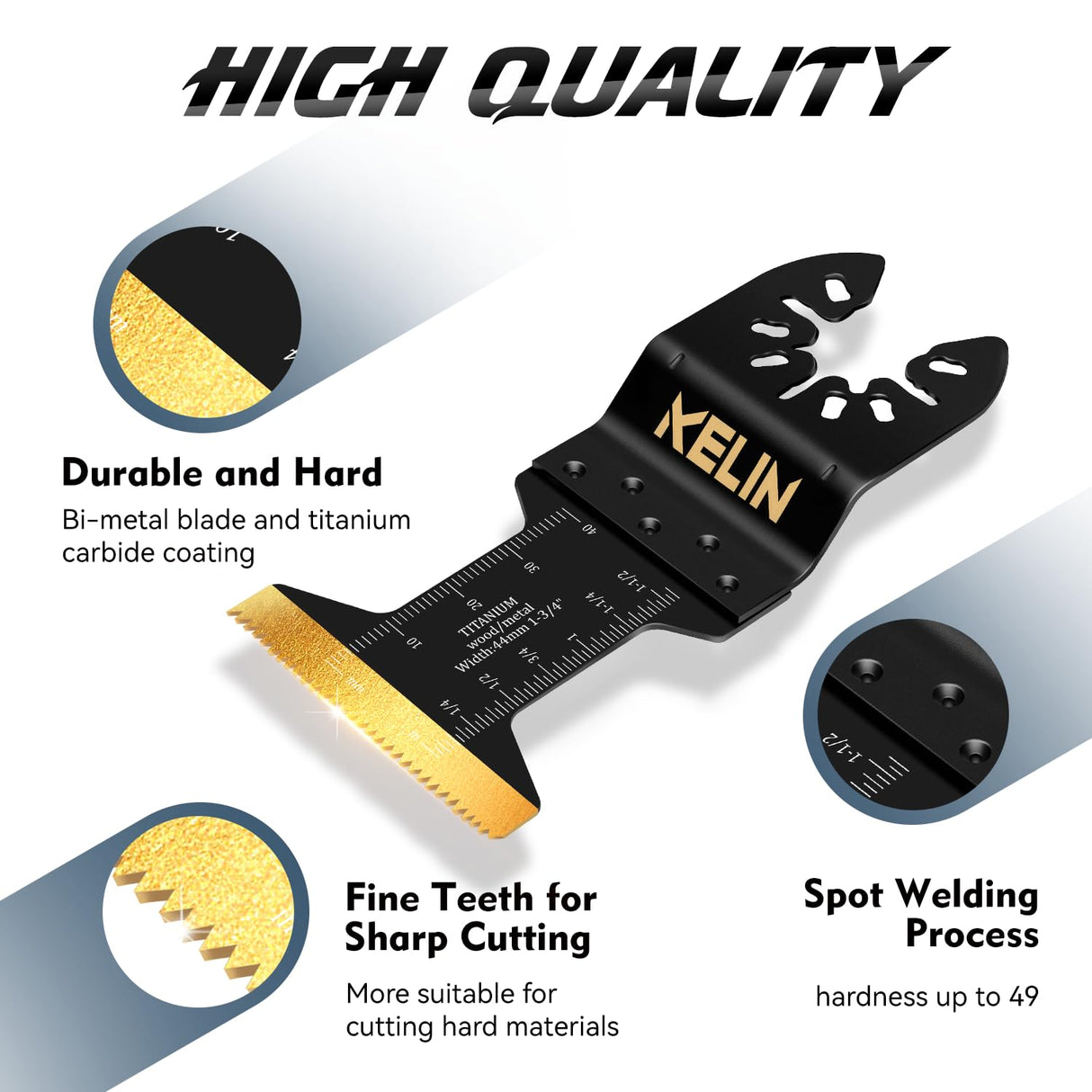 KELIN 16pcs Titanium Oscillating Tool Blades, Universal Multitool Blades for Metal Wood Cutting, Oscillating Saw Blade for Metal Hard Material, Multi KELIN