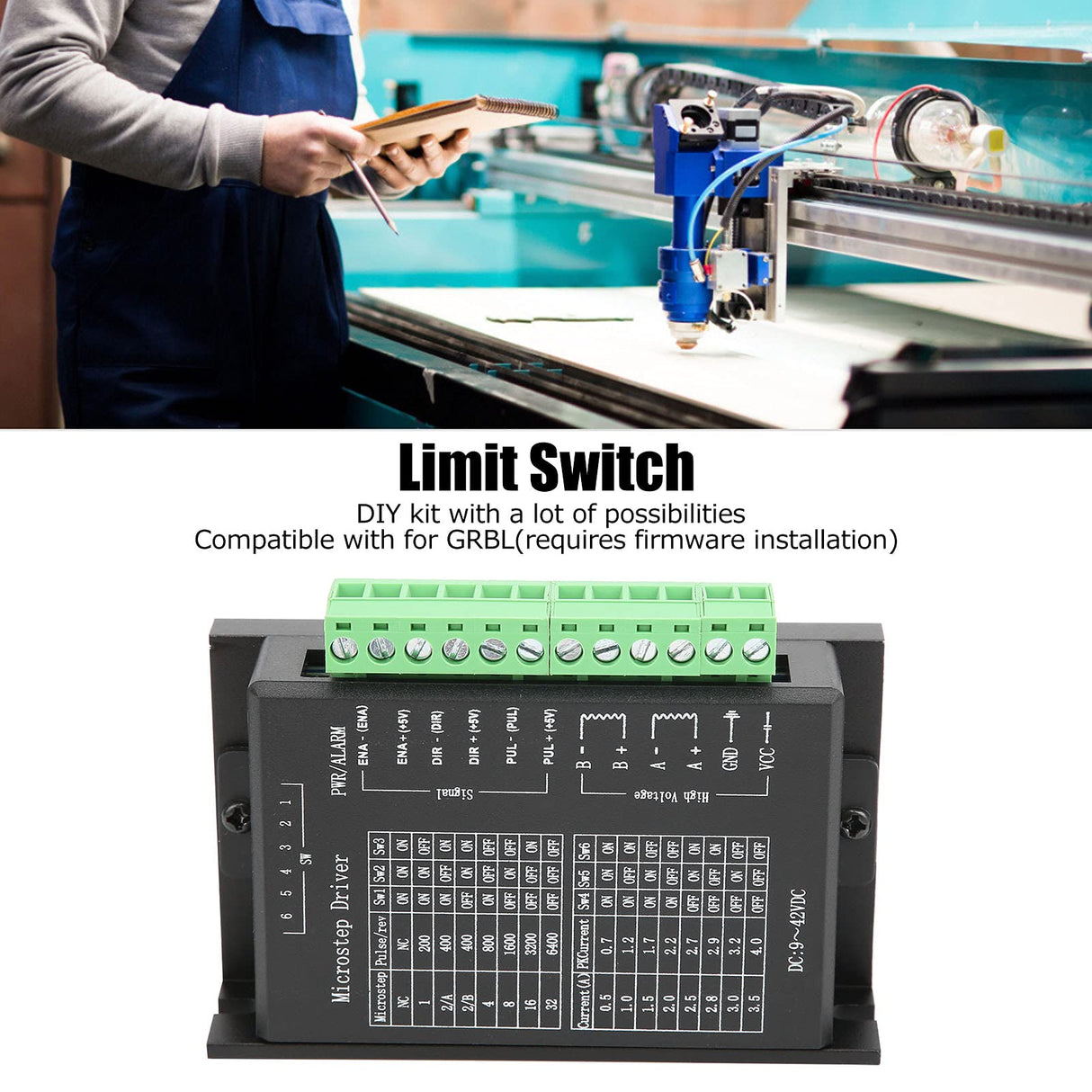 3D Printer CNC Kit Shield Stepper Motor DriverNema Professional 23 Stepper Motor Limit Switch TB6600 DC9‑40V Controller Shield 3D Printer Parts(8mm) FTVOGUE