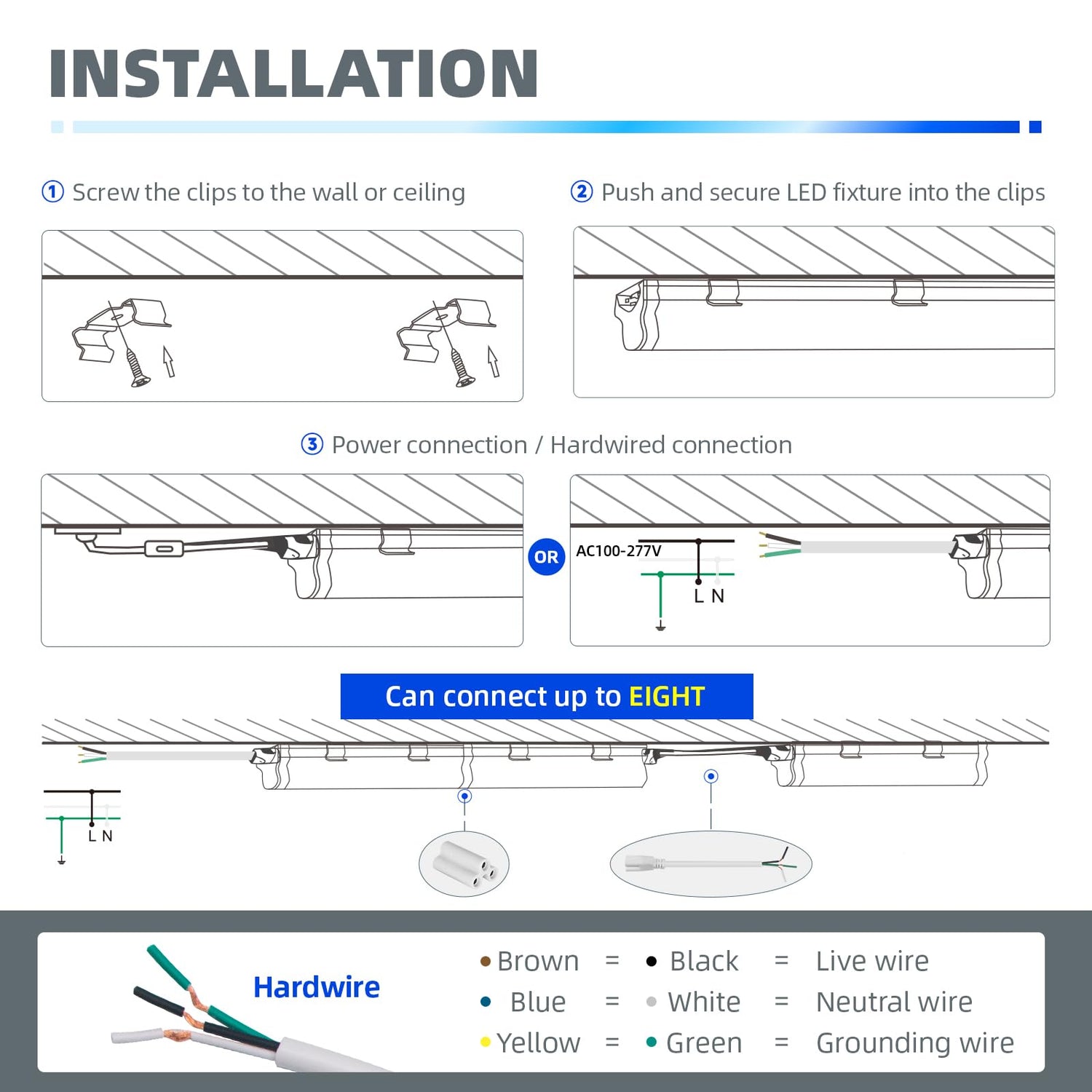 Barrina T5 3FT LED Shop Light, 1900lm,5000K Daylight White, 16W Utility Light Fixture, Ceiling and Under Cabinet Light for Workshop Garage, Corded Barrina