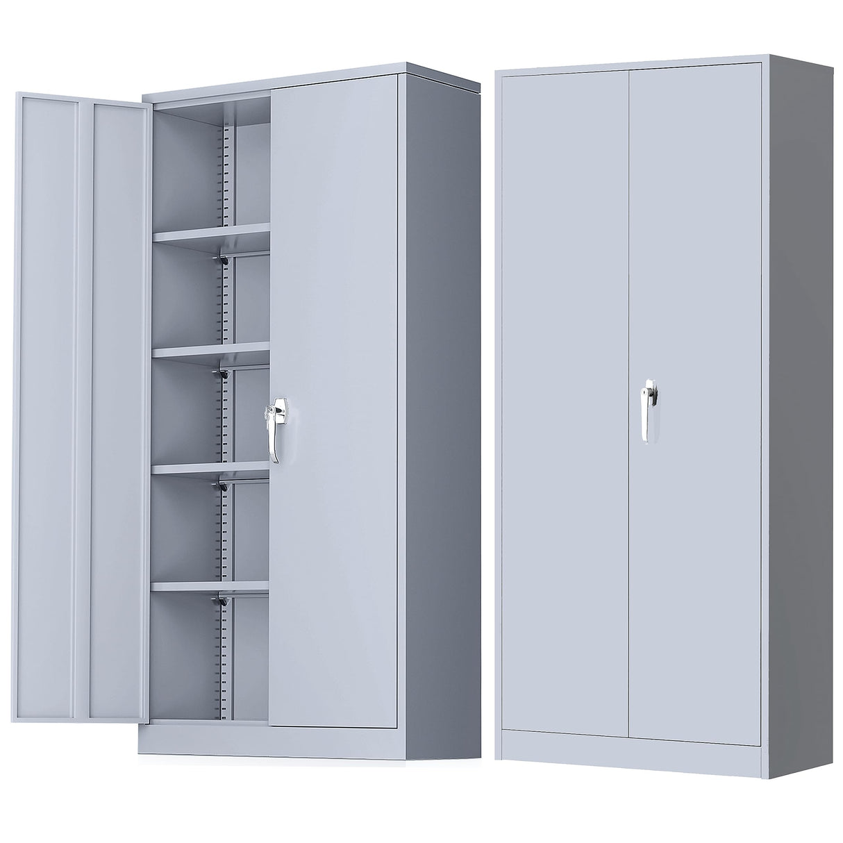 Greenvelly Metal Storage Cabinet, Locking Steel Cabinet with 2 Doors and 4 Adjustable Shelves, 71" Utility Metal Filing Cabinet with Lock for Home Greenvelly