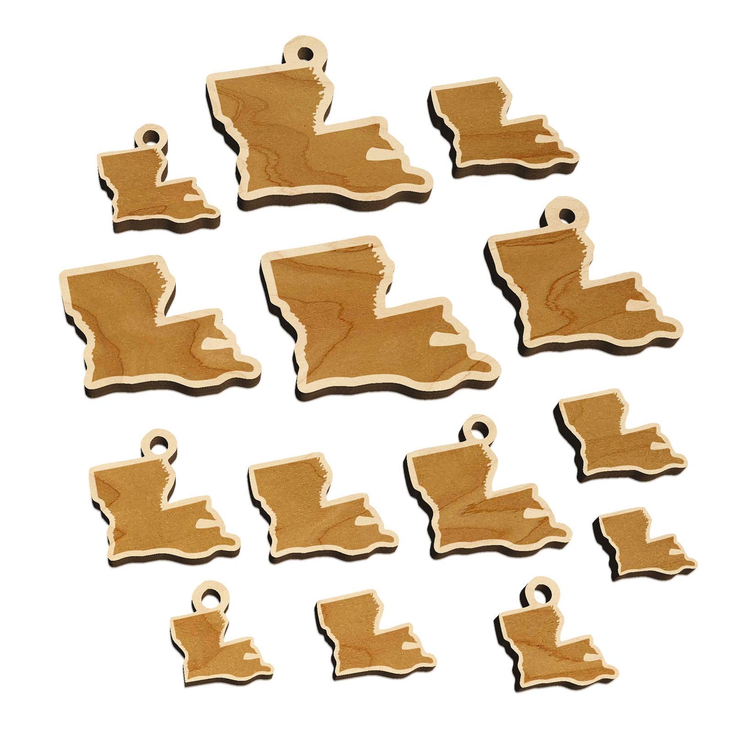 Louisiana State Silhouette Mini Wood Shape Charms Jewelry DIY Craft - 20mm (15pcs) - with Hole Sniggle Sloth