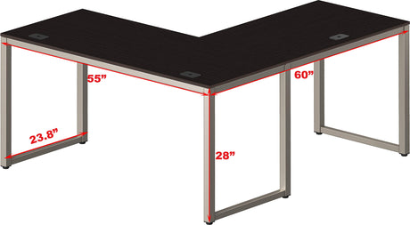 SHW Home Office 55"x60" Large L Shaped Corner Desk, 24" Deep, Espresso SHW