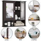Tangkula Bathroom Cabinet Wall Mounted with Double Mirror Doors, Wood Hanging Cabinet with Doors and Shelves, Bathroom Wall Mirror Cabinet (Brown) Tangkula