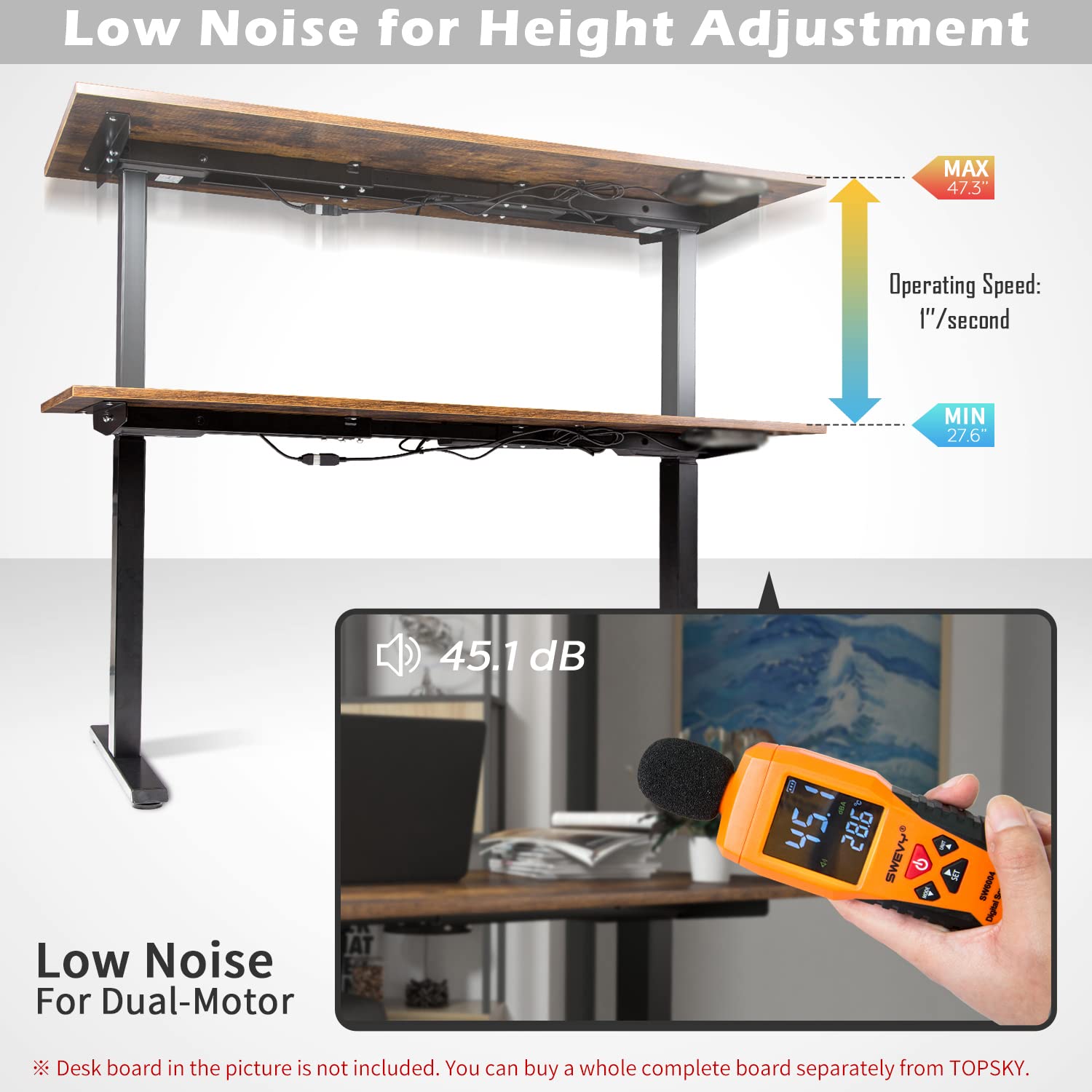 TOPSKY Dual Motor Electric Adjustable Standing Computer Desk for Home and Office (Black Frame only) - WoodArtSupply