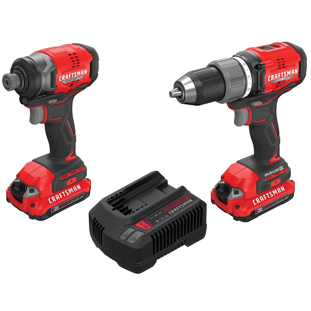 CRAFTSMAN V20 RP Cordless Drill and Impact Driver, Power Tool Combo Kit, 2 Batteries and Charger Included (CMCK211C2) Craftsman