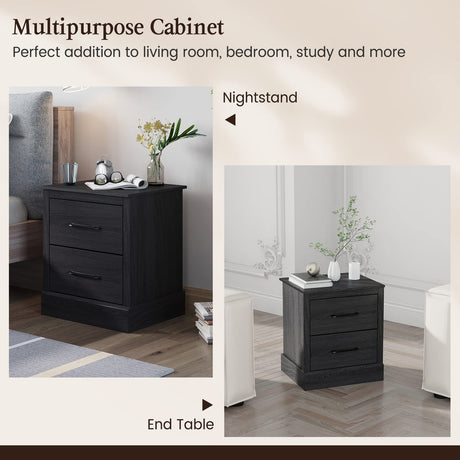 Giantex Farmhouse Nightstand Set of 2, Wood Bedside Table with 2 Storage Drawers, Compact Floor Night Stand End Table, Accent Sofa Side Table for Giantex