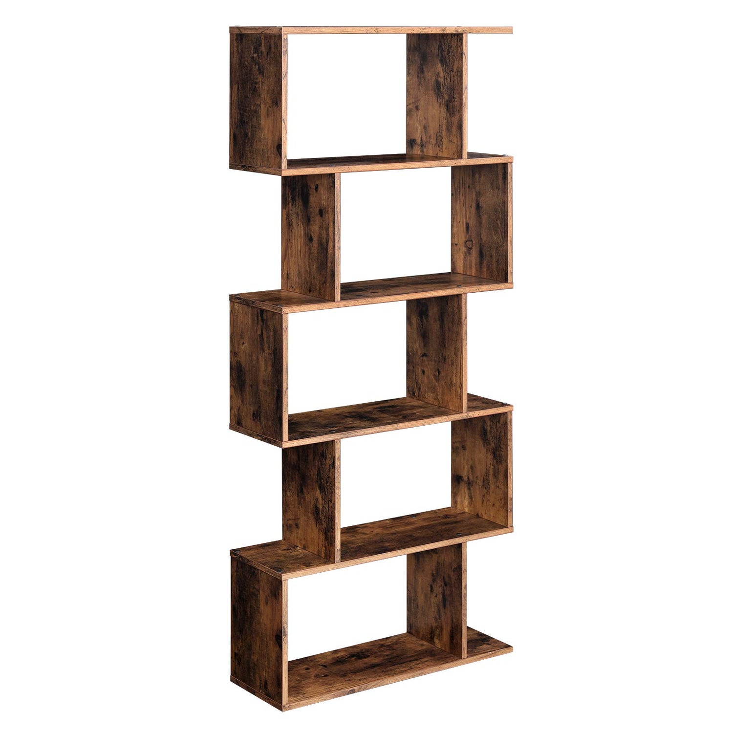 VASAGLE Rustic Brown 5-Tier Bookshelf and Room Divider with Sturdy Design VASAGLE