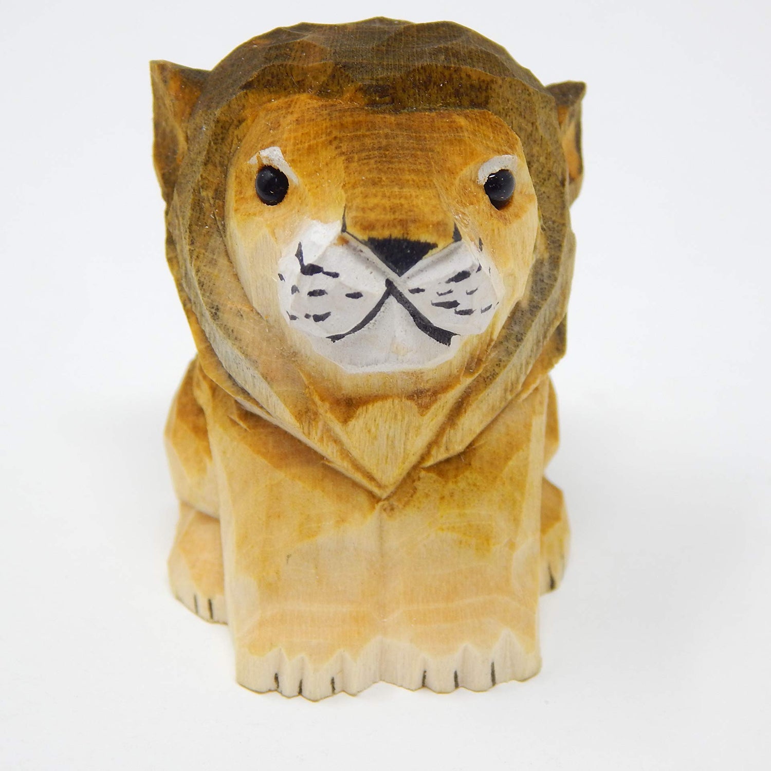 Lion Figurine Wood Decoration Statue Wall Art King Miniature Carved Small Animal Sculpture Selsela