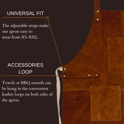 RUSTIC TOWN Leather Grill Work Apron with Tool Pockets ~ Adjustable up to XXL for Men & Women ~ Shop Apron Leather Tool Apron (Tan) - WoodArtSupply