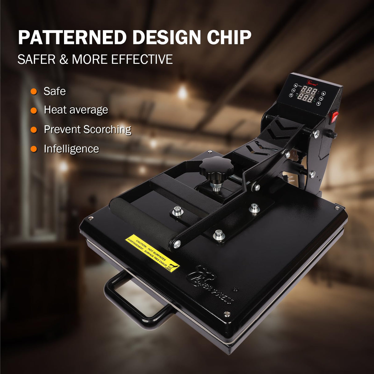 PowerPress Industrial-Quality Digital Sublimation Heat Press Machine for T Shirt, 15x15 Inch, Black PowerPress