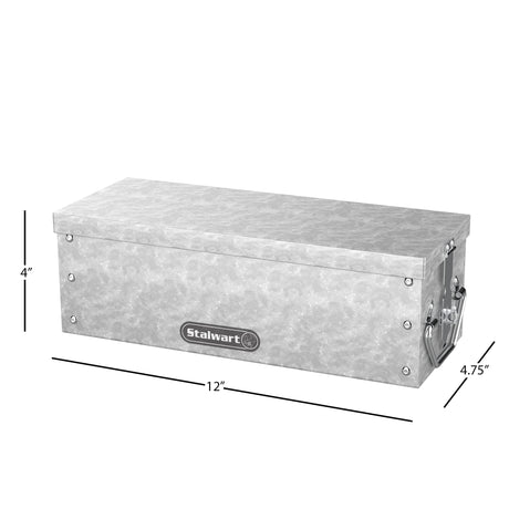 Lock Box with Folding Handle - Durable Metal Storage Chest with Stackable Design to Secure Valuables, Cash, Jewelry, and Weapons by Stalwart (Silver) Stalwart