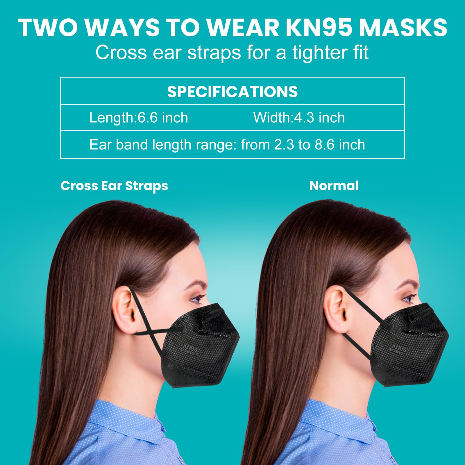 ZTANPS 50 PCS KN95 Face Mask, 5 Layers Protection Black Disposable Face Masks for Adult, Teenager - WoodArtSupply