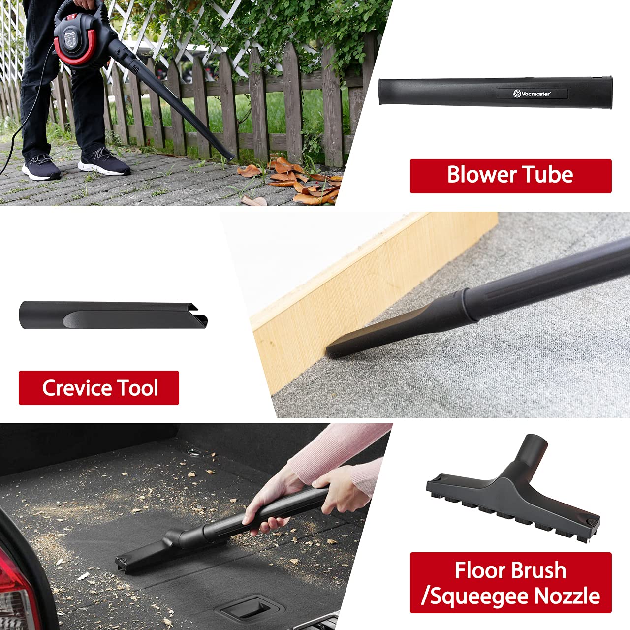 Vacmaster VBVB611PF 1101 6 Gallon 5 Peak HP Wet Dry Shop Vacuum 1-1/4 Inch Hose Powerful Suction with Detachable Blower Vacmaster