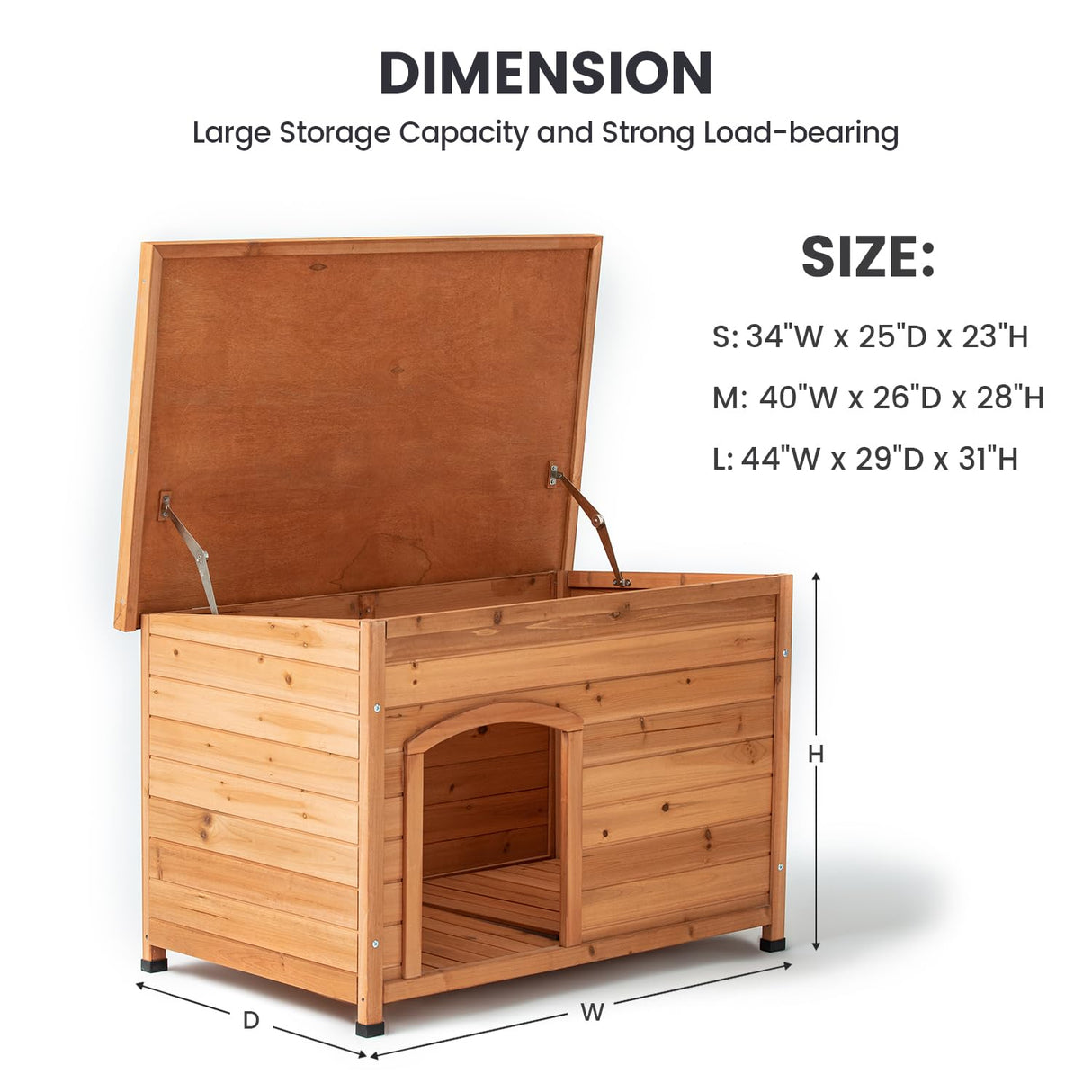 TAKUKA Outdoor Wooden Dog House for Small Medium Large Sized Dogs，Extra Waterproof Durable Dog Kennel with Wooden Floor for Garden Backyard Farm (34" TAKUKA