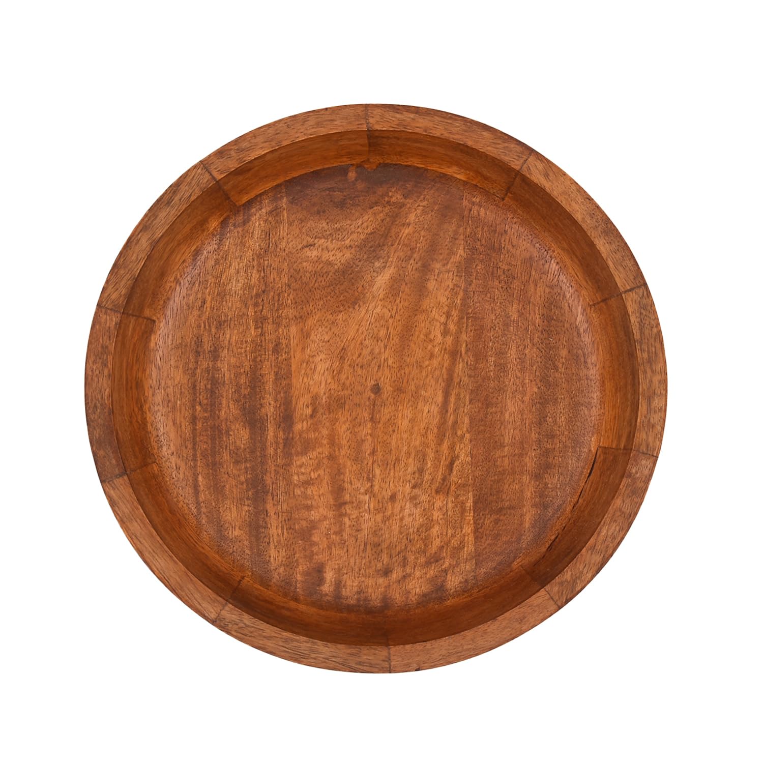 EDHAS Mango Wood Decorative Round Carved Bowl for Decoration, Centerpiece Bowl for Table (10" x 10" x 2.5") EDHAS