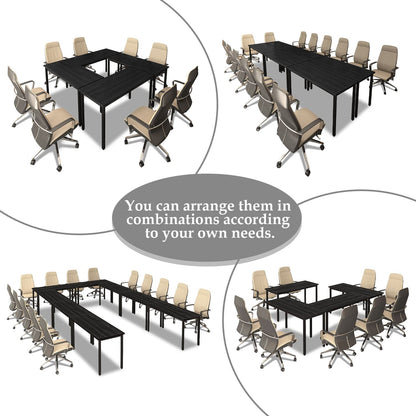 Bonzy Home 12ft Conference Tables Chair Set, 142"x47"x30" Table & 14pcs Chairs, Office Computer Desk and Chair Set for Meeting Room Study Printer