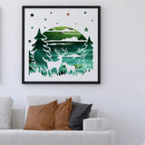 12 Pieces Deer Mountain Stencils for Painting on Wood DIY Animal Moon Tree Stencils Forest Painting Plastic Templates Forest Theme Stencils for Wall Zonon