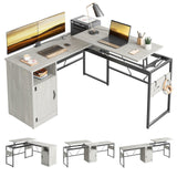 Bestier L Shaped Standing Desk Adjustable Height, 60" Corner Computer Desk with Storage File Cabinet, 95.2" Long and Large Reversible Office Desk Bestier