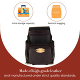 Style n Craft 10-Pocket Carpenter’s Nail & Tool Pouch, Heavy-Duty Leather Tool Pouch, Perfect and Durable Oiled Full-Grain Leather Pouch, Dark Brown Style N Craft
