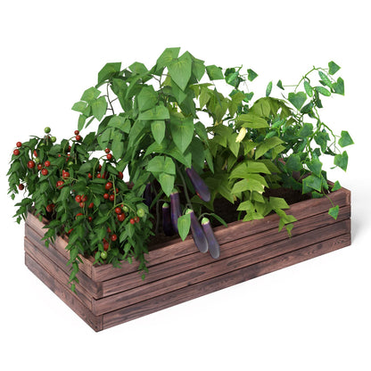 Giantex Raised Garden Bed, Wood Planter Box, Outdoor Planting Bed for Vegetable Flower, Rectangular Planter for Patio and Lawn 47''Lx24''Wx9''H, - WoodArtSupply