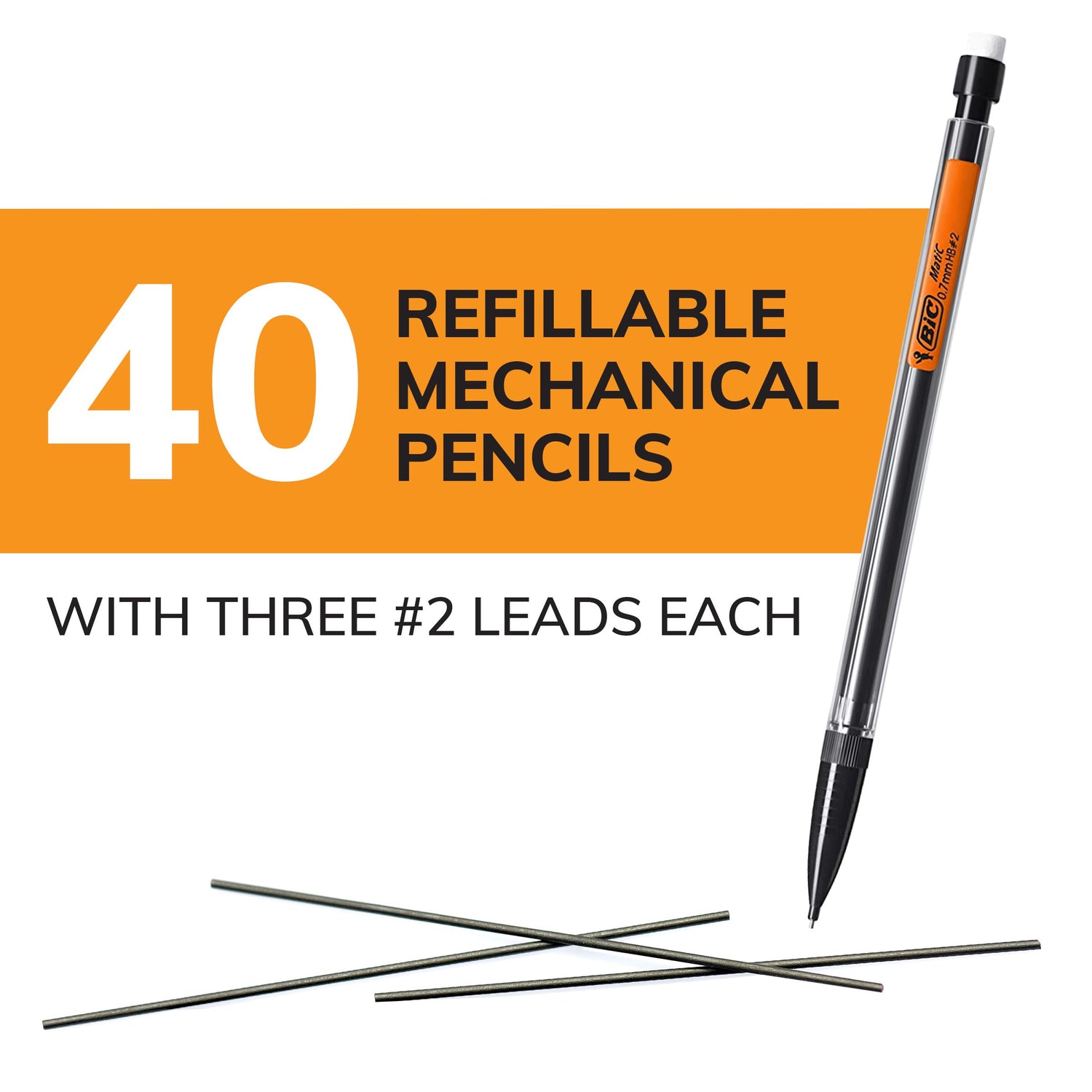 BIC Xtra-Smooth Mechanical Pencil (MPP40MJ), Medium Point (0.7mm), Perfect for the Classroom and Test Time, 40-Count BIC