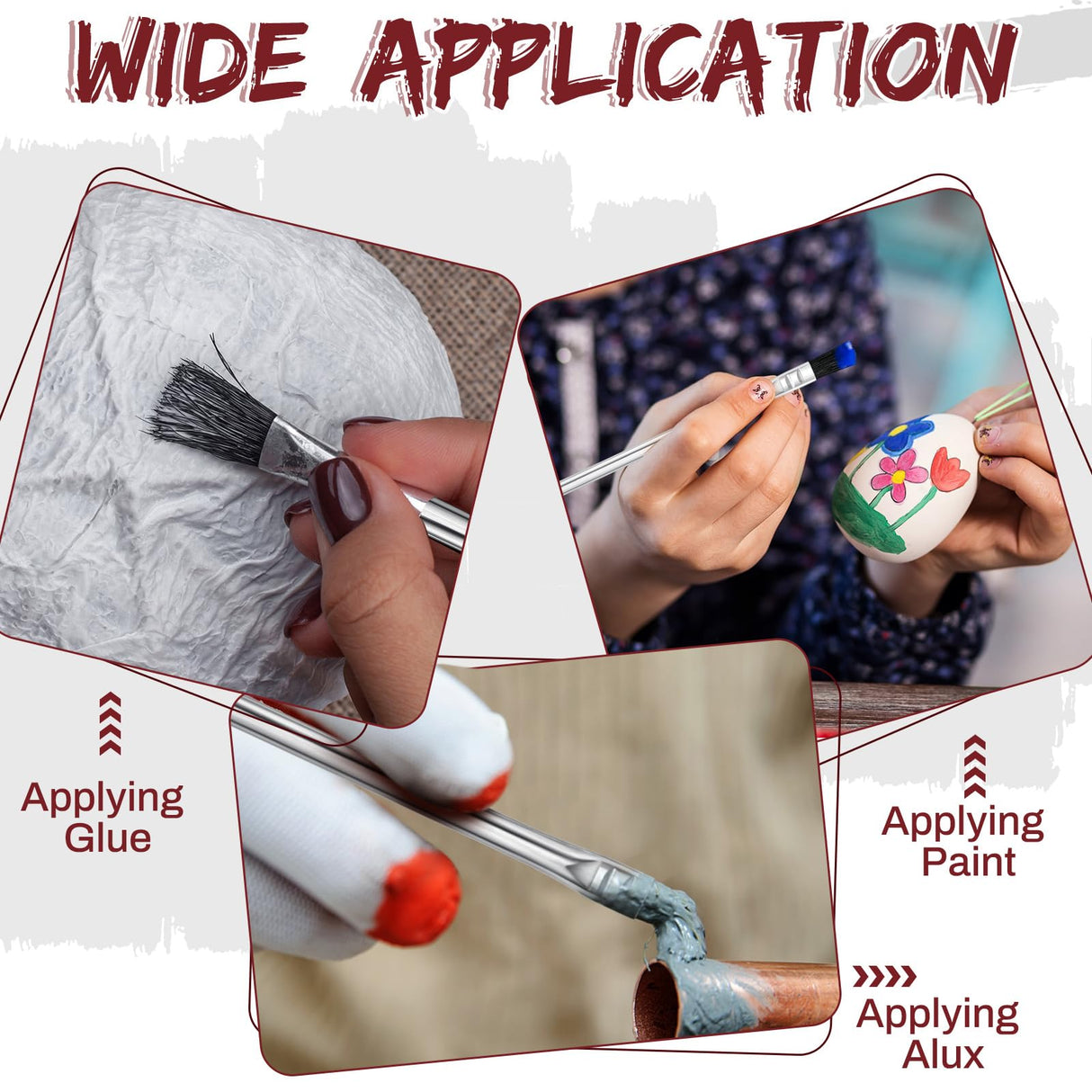 Mifoci 144 Pcs Acid Brush Bulk Boar Hair Acid Flux Brushes Epoxy Wood Glue Brush Metal Tubular Handle Disposable Glue Brushes for Woodworking Mifoci