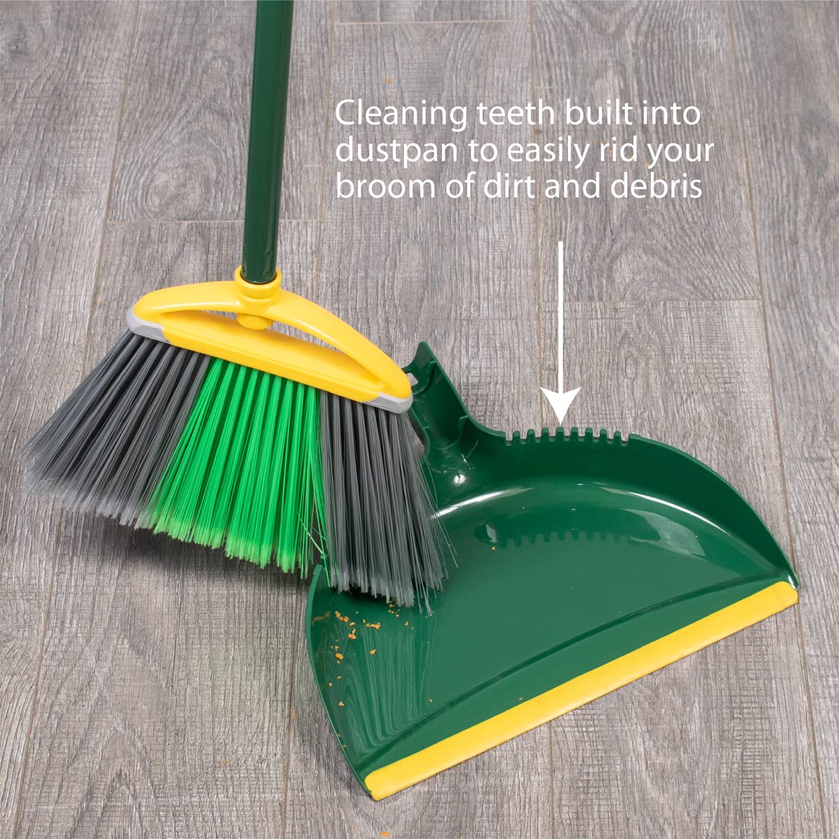 Pine-Sol Jumbo Dustpan, 13.2” | Heavy Duty Dust Pan with Rubber Edge | Clip-On Design Attaches to Standard Broom Sticks, Green - WoodArtSupply