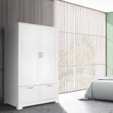 VINGLI Wide White Armoire Wardrobe Closet with Adjustable Shelves and Drawers, 60" Freestanding Closet Wardrobe Cabinet, Armoires and Wardrobes with VINGLI