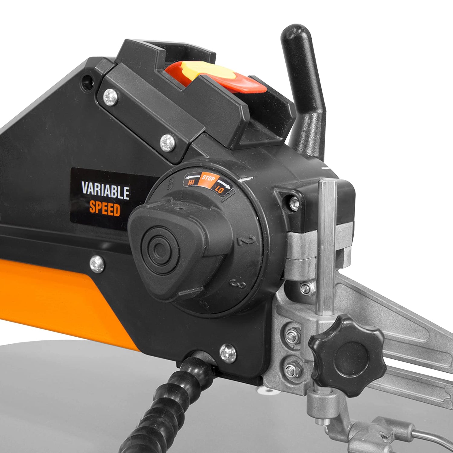 WEN LL2156 21-Inch 1.6-Amp Variable Speed Parallel Arm Scroll Saw with Extra-Large Dual-Bevel Steel Table, Black Orange WEN