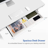 SANODESK Standing Desk with Drawer, Electric Height Adjustable Home Office Desk with Storage & USB Ports, 48 inch White Wood Tabletop/White Frame SANODESK